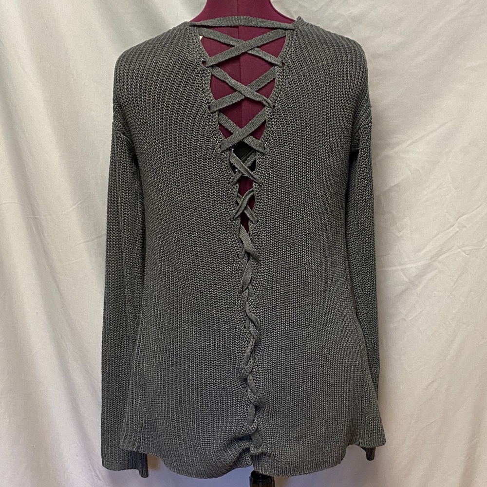 Love tree back laced, open front cardigan